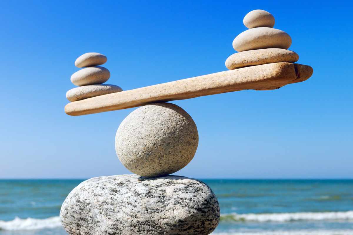 Stone sculpture figuring balance